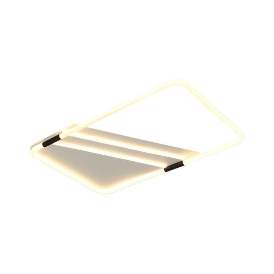LED Ceiling Flush Light in White with Acrylic Shade - Rectangle/Round/Square, Warm/White Light