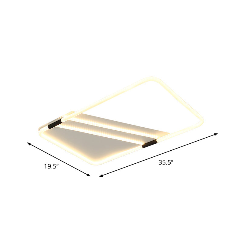LED Ceiling Flush Light in White with Acrylic Shade - Rectangle/Round/Square, Warm/White Light
