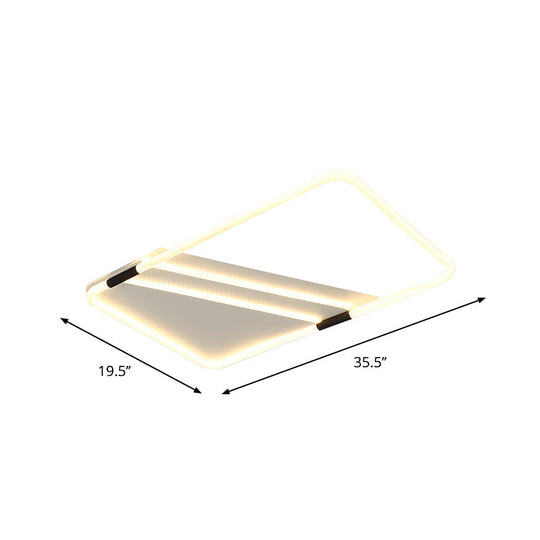 LED Ceiling Flush Light in White with Acrylic Shade - Rectangle/Round/Square, Warm/White Light