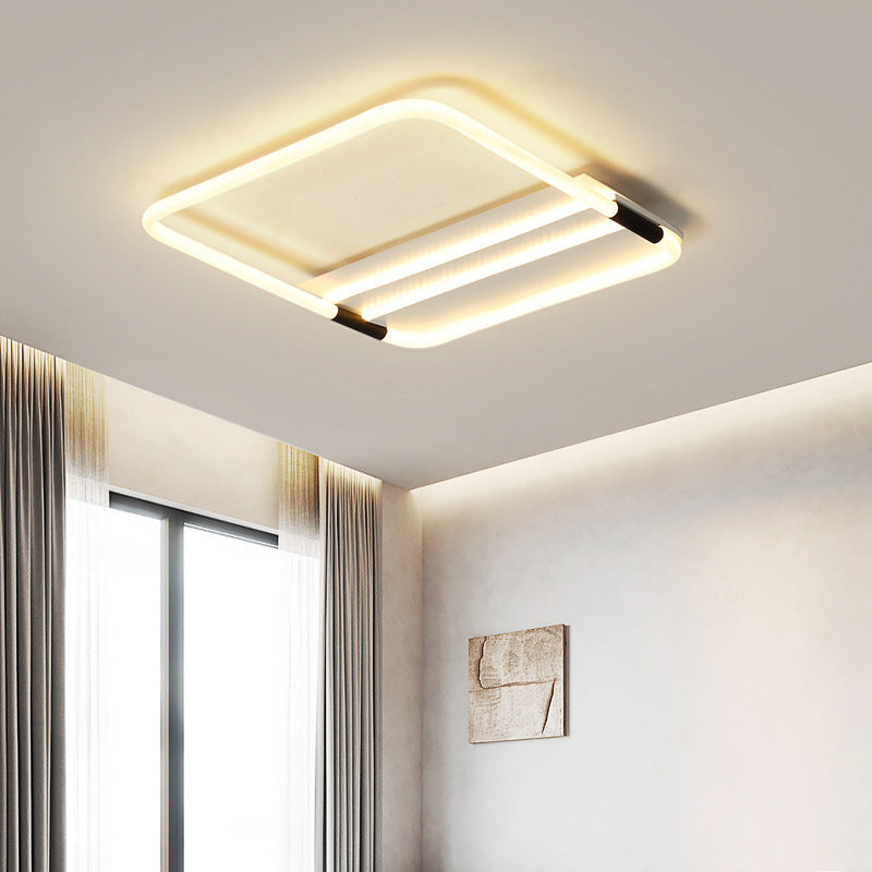 LED Ceiling Flush Light in White with Acrylic Shade - Rectangle/Round/Square, Warm/White Light