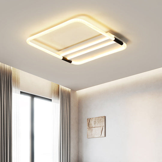 LED Ceiling Flush Light in White with Acrylic Shade - Rectangle/Round/Square, Warm/White Light