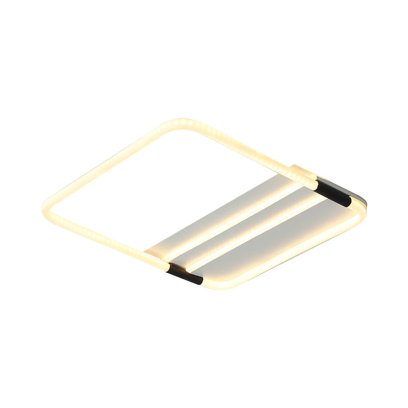 LED Ceiling Flush Light in White with Acrylic Shade - Rectangle/Round/Square, Warm/White Light