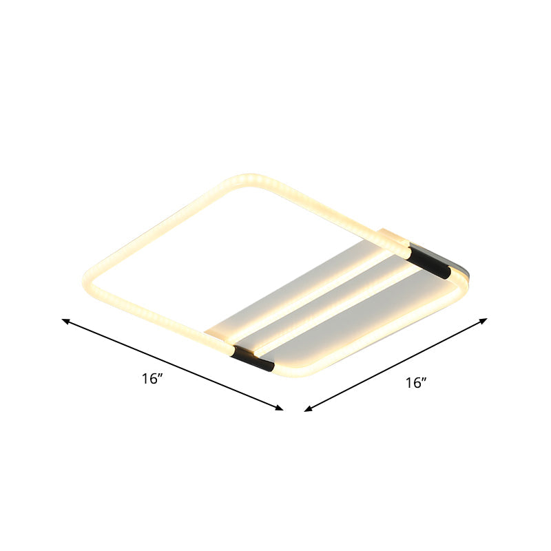 LED Ceiling Flush Light in White with Acrylic Shade - Rectangle/Round/Square, Warm/White Light
