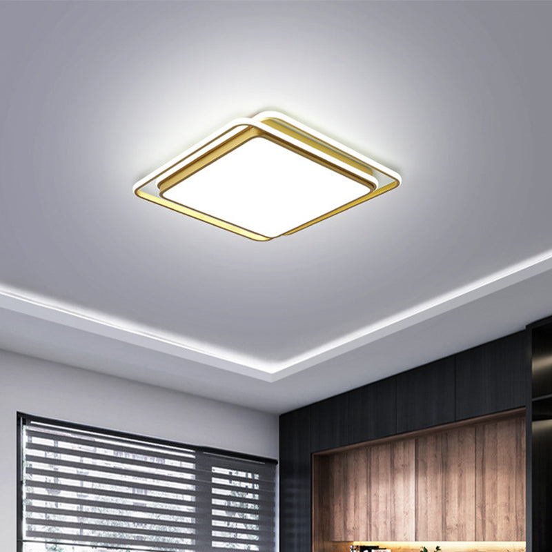 Modern Flush Mount LED Ceiling Lamp in Gold with Acrylic Shade - Warm/White/3 Color Light Options