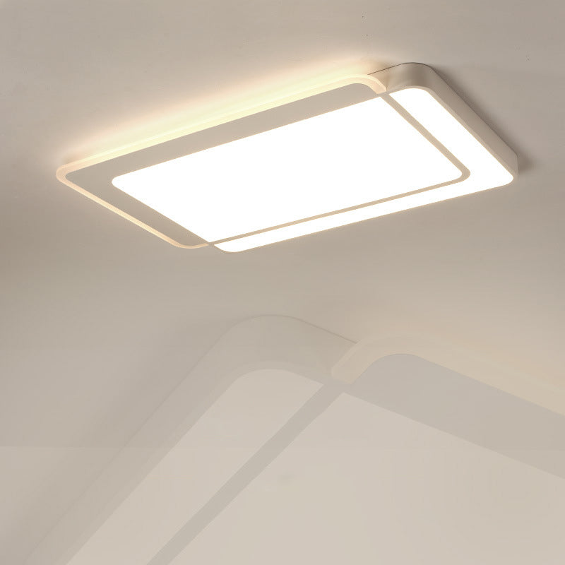 Minimal Flush-Mount LED Ceiling Light - Square/Rectangular Acrylic White Fixture, Warm/White/3 Color Light