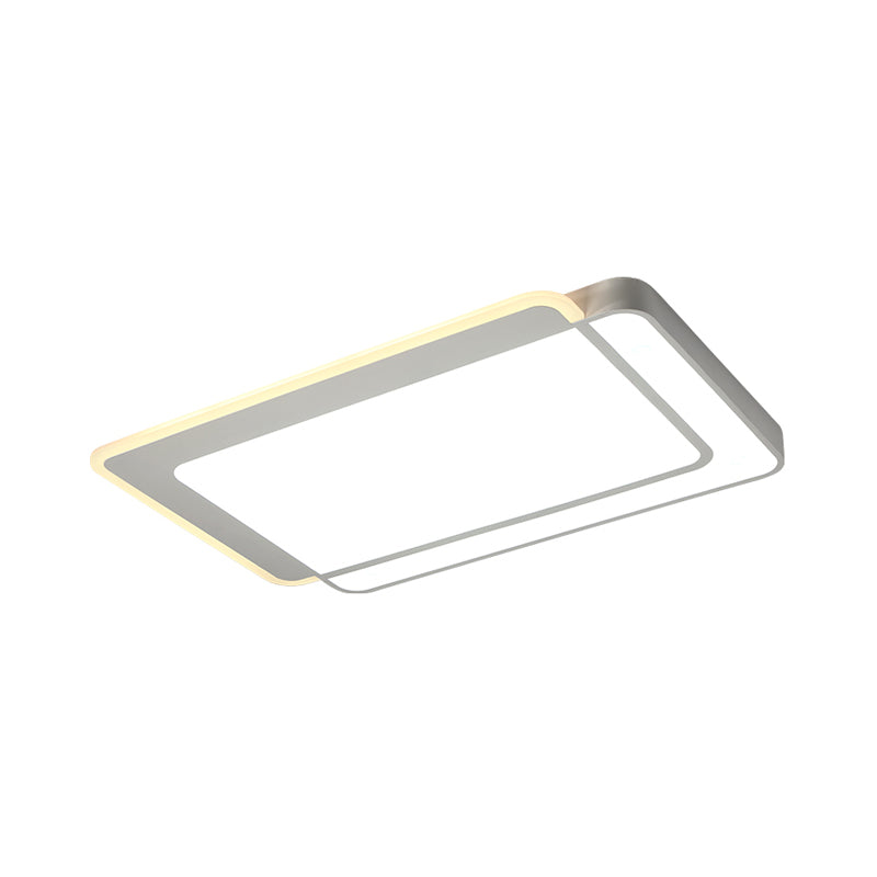 Minimal Flush-Mount LED Ceiling Light - Square/Rectangular Acrylic White Fixture, Warm/White/3 Color Light