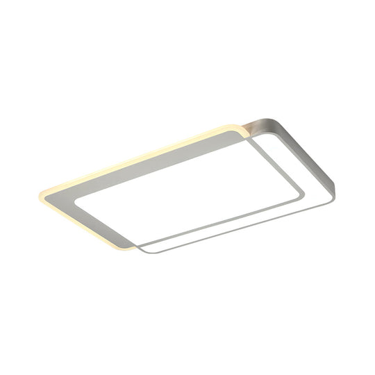 Minimal Flush-Mount LED Ceiling Light - Square/Rectangular Acrylic White Fixture, Warm/White/3 Color Light