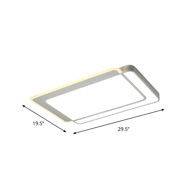Minimal Flush-Mount LED Ceiling Light - Square/Rectangular Acrylic White Fixture, Warm/White/3 Color Light