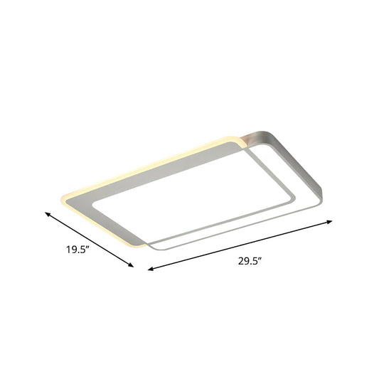 Minimal Flush-Mount LED Ceiling Light - Square/Rectangular Acrylic White Fixture, Warm/White/3 Color Light