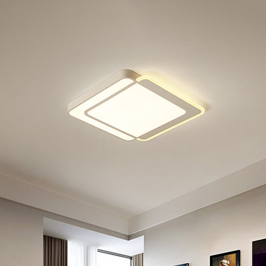 Minimal Flush-Mount LED Ceiling Light - Square/Rectangular Acrylic White Fixture, Warm/White/3 Color Light