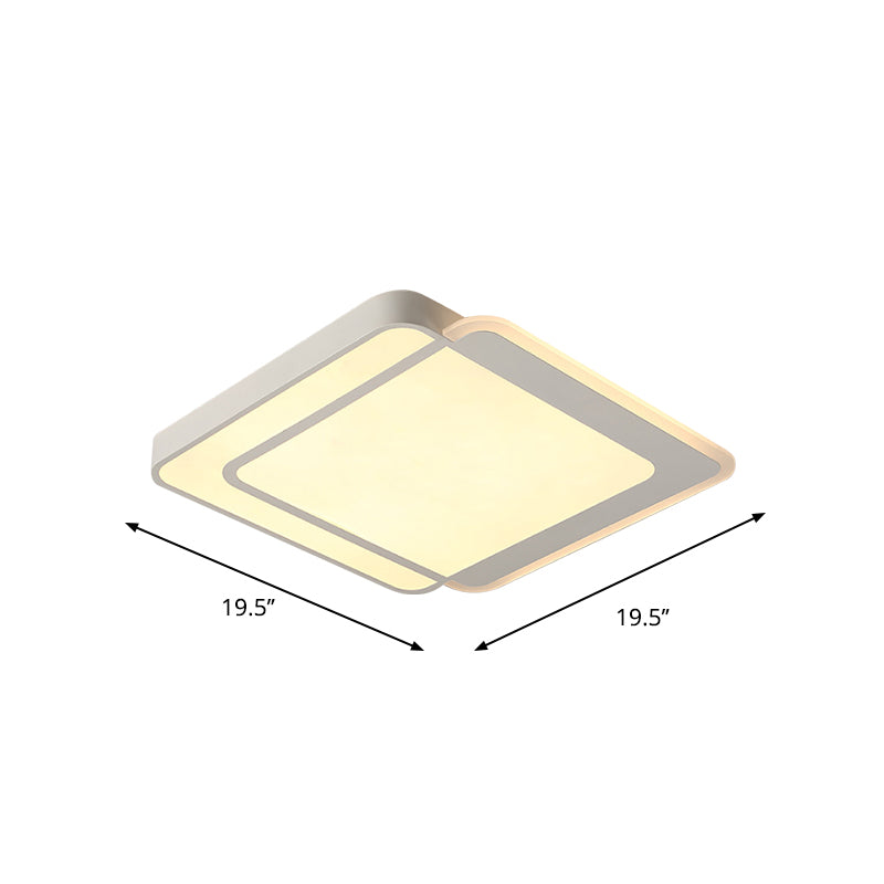 Minimal Flush-Mount LED Ceiling Light - Square/Rectangular Acrylic White Fixture, Warm/White/3 Color Light
