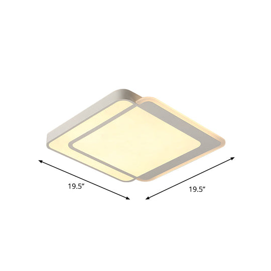 Minimal Flush-Mount LED Ceiling Light - Square/Rectangular Acrylic White Fixture, Warm/White/3 Color Light