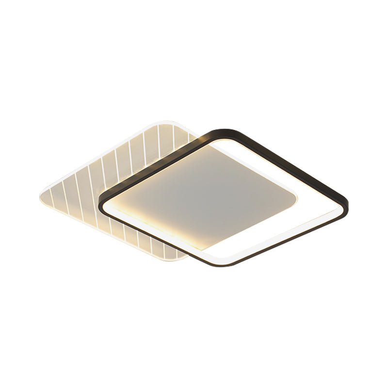 Modern Black Dual-Square/Round Flushmount LED Ceiling Light with Warm/White/3 Color Light