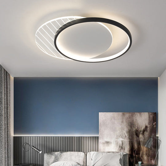 Modern Black Dual-Square/Round Flushmount LED Ceiling Light with Warm/White/3 Color Light
