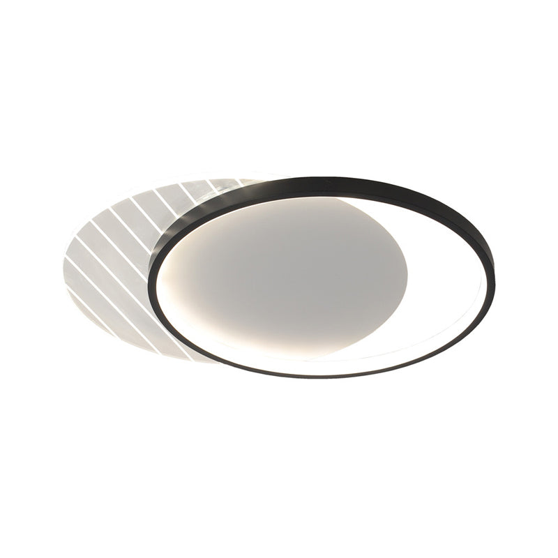 Modern Black Dual-Square/Round Flushmount LED Ceiling Light with Warm/White/3 Color Light