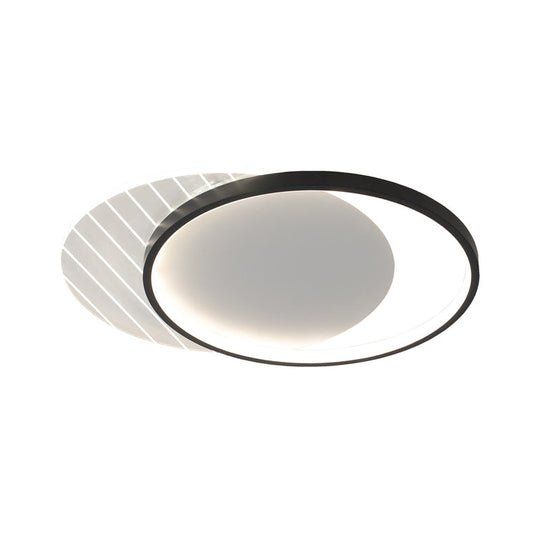 Modern Black Dual-Square/Round Flushmount LED Ceiling Light with Warm/White/3 Color Light