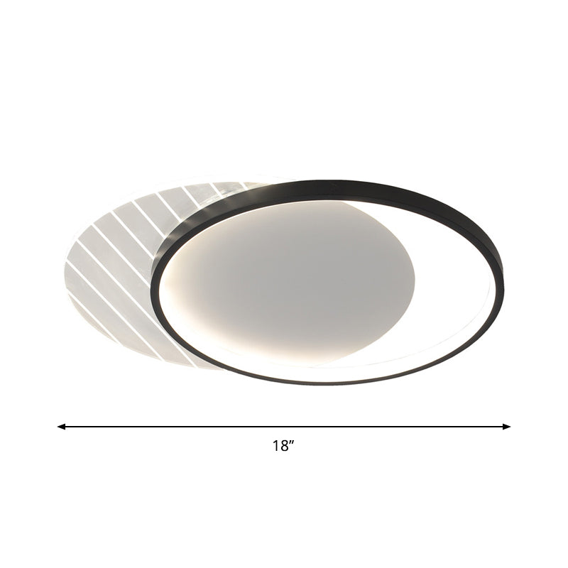 Modern Black Dual-Square/Round Flushmount LED Ceiling Light with Warm/White/3 Color Light
