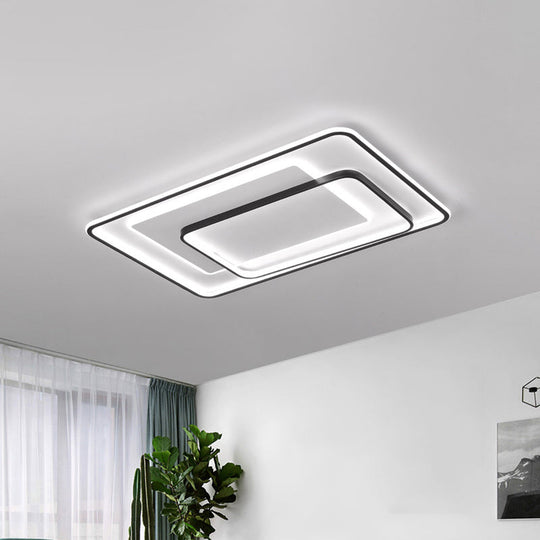 Minimalist LED Ceiling Lamp in Black - Triple-Round/Square/Rectangle Flush Mount Light with Acrylic Shade - Warm/White Light