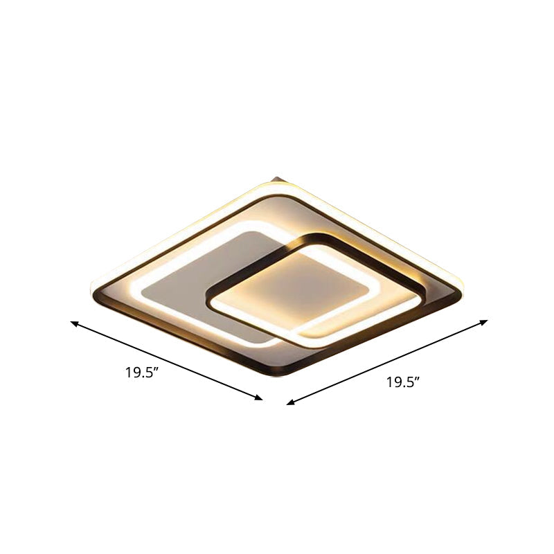 Minimalist LED Ceiling Lamp in Black - Triple-Round/Square/Rectangle Flush Mount Light with Acrylic Shade - Warm/White Light