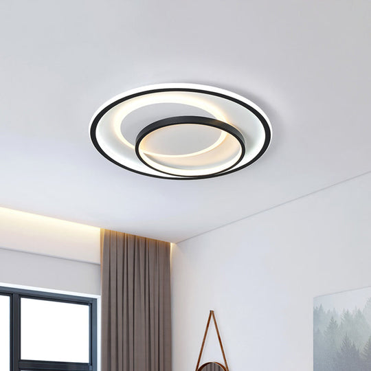 Minimalist LED Ceiling Lamp in Black - Triple-Round/Square/Rectangle Flush Mount Light with Acrylic Shade - Warm/White Light