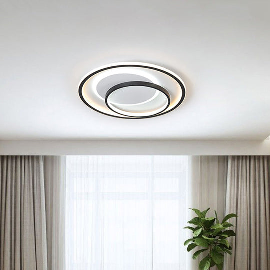 Minimalist LED Ceiling Lamp in Black - Triple-Round/Square/Rectangle Flush Mount Light with Acrylic Shade - Warm/White Light