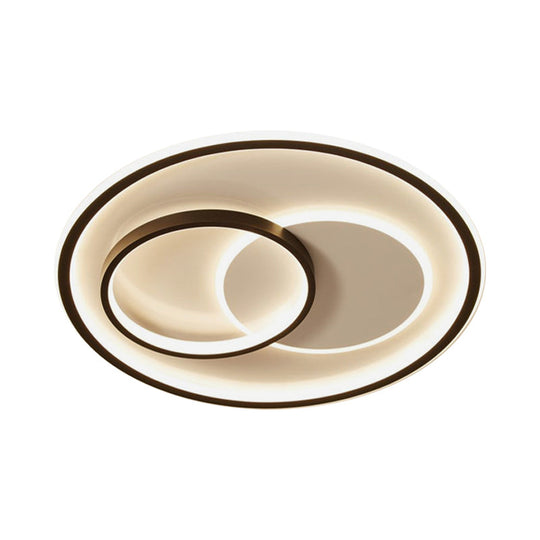 Minimalist LED Ceiling Lamp in Black - Triple-Round/Square/Rectangle Flush Mount Light with Acrylic Shade - Warm/White Light