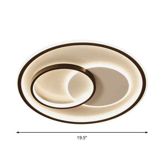 Minimalist LED Ceiling Lamp in Black - Triple-Round/Square/Rectangle Flush Mount Light with Acrylic Shade - Warm/White Light