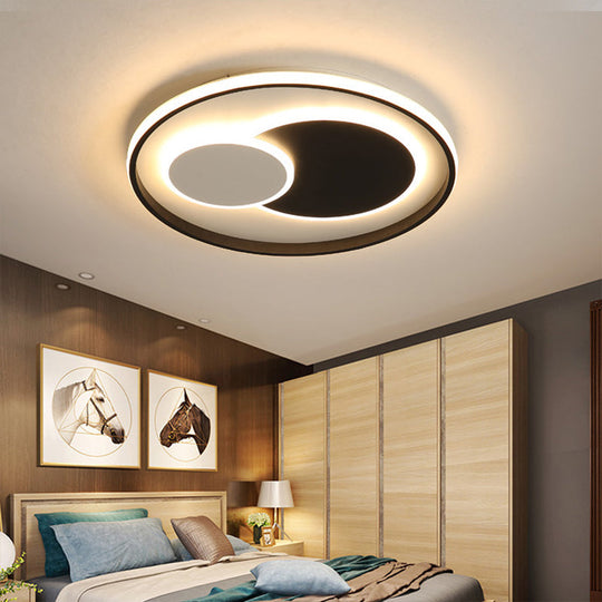 Modern Black Super Thin LED Flush Mount Ceiling Lamp in Warm/White Light