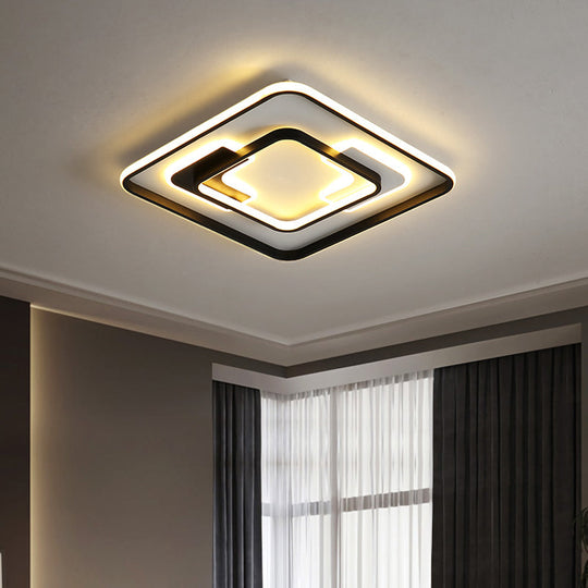 Modern Black Super Thin LED Flush Mount Ceiling Lamp in Warm/White Light