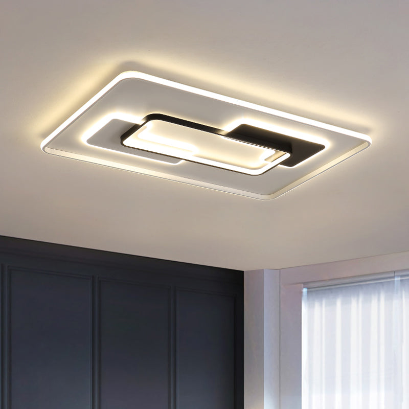 Modern Black Super Thin LED Flush Mount Ceiling Lamp in Warm/White Light