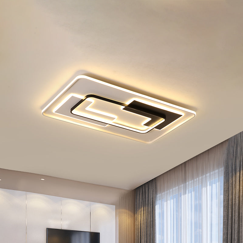 Modern Black Super Thin LED Flush Mount Ceiling Lamp in Warm/White Light
