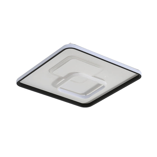 Modern LED Flush Light in Warm/White for Bedroom - Round/Square/Rectangular Shape - Aluminum Black Ceiling Mount Lighting