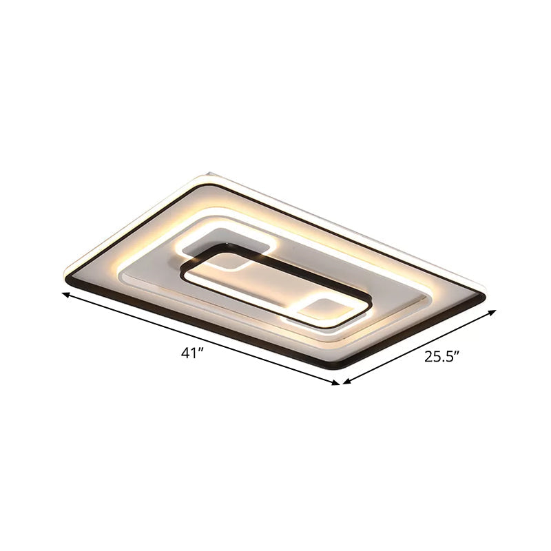 Modern LED Flush Light in Warm/White for Bedroom - Round/Square/Rectangular Shape - Aluminum Black Ceiling Mount Lighting