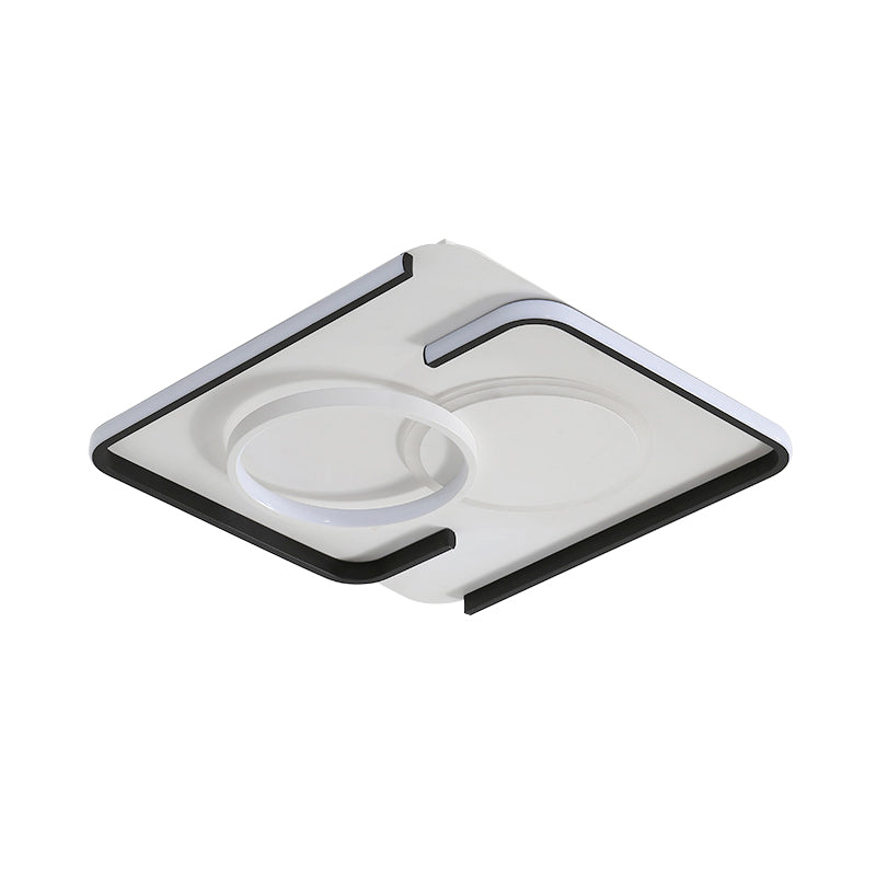 Contemporary Metal LED Flushmount Lighting - Black Round/Square/Rectangle Ceiling Flush in Warm/White Light