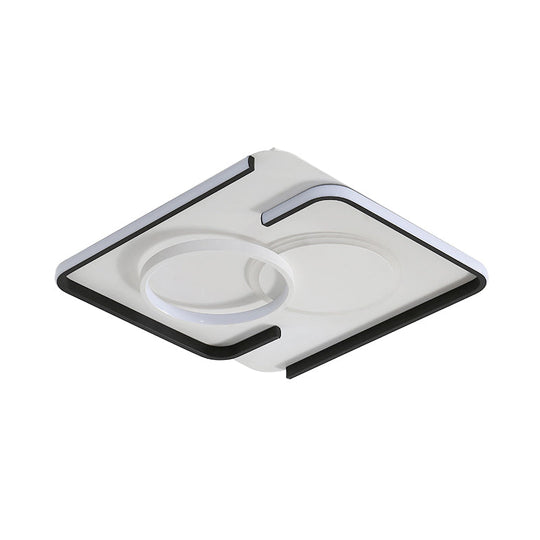 Contemporary Metal LED Flushmount Lighting - Black Round/Square/Rectangle Ceiling Flush in Warm/White Light