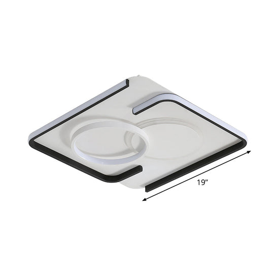 Contemporary Metal LED Flushmount Lighting - Black Round/Square/Rectangle Ceiling Flush in Warm/White Light