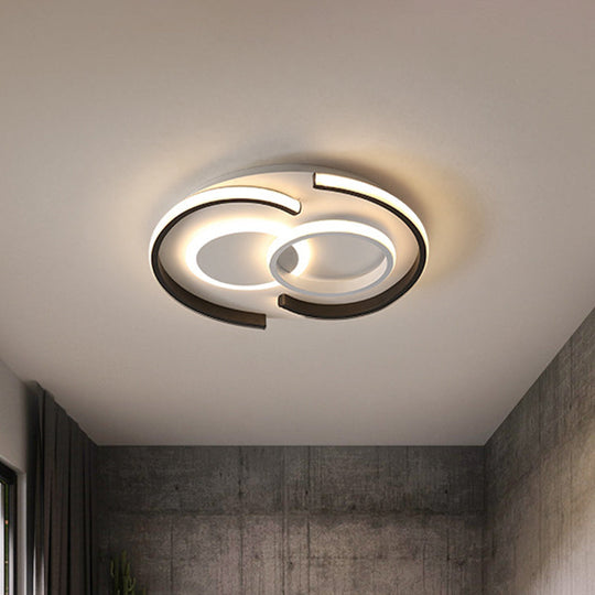 Contemporary Metal LED Flushmount Lighting - Black Round/Square/Rectangle Ceiling Flush in Warm/White Light