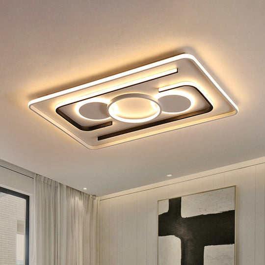 Contemporary Metal LED Flushmount Lighting - Black Round/Square/Rectangle Ceiling Flush in Warm/White Light