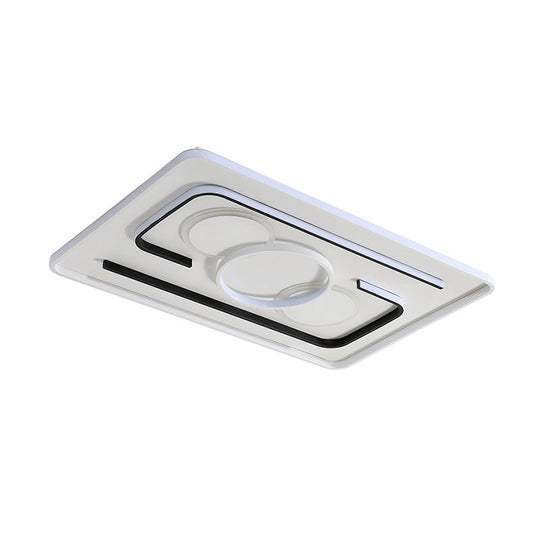 Contemporary Metal LED Flushmount Lighting - Black Round/Square/Rectangle Ceiling Flush in Warm/White Light