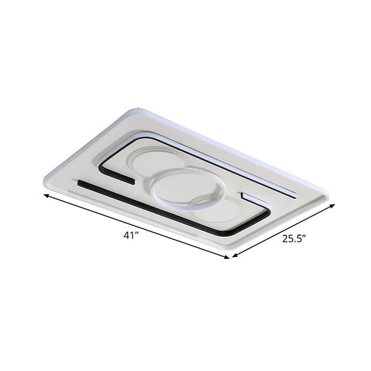 Contemporary Metal LED Flushmount Lighting - Black Round/Square/Rectangle Ceiling Flush in Warm/White Light