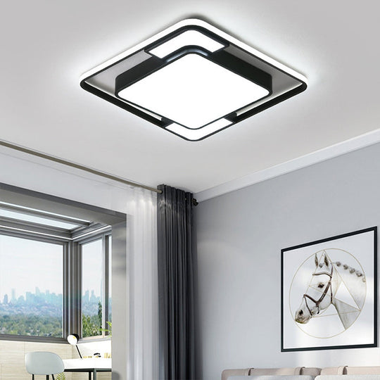 Acrylic Ceiling Flush LED Flush Mount Light in Nordic Black - Square/Round/Rectangle Design, White/3 Color Light