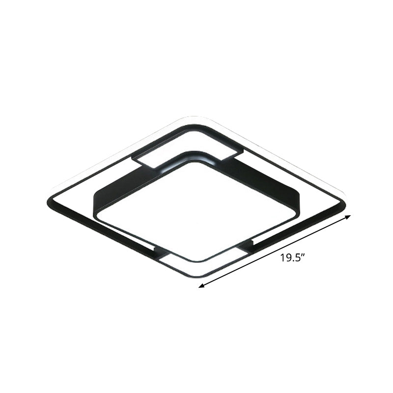 Acrylic Ceiling Flush LED Flush Mount Light in Nordic Black - Square/Round/Rectangle Design, White/3 Color Light