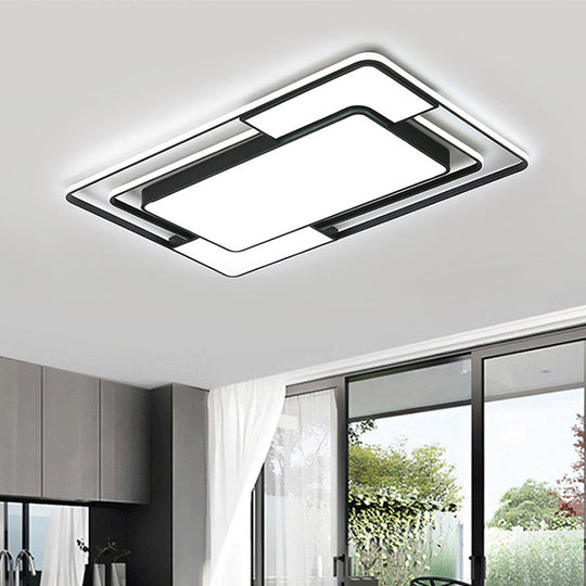 Acrylic Ceiling Flush LED Flush Mount Light in Nordic Black - Square/Round/Rectangle Design, White/3 Color Light