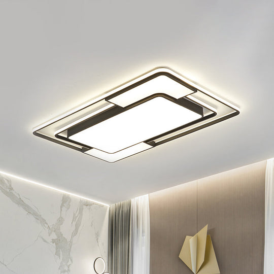 Acrylic Ceiling Flush LED Flush Mount Light in Nordic Black - Square/Round/Rectangle Design, White/3 Color Light