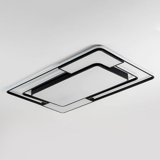 Acrylic Ceiling Flush LED Flush Mount Light in Nordic Black - Square/Round/Rectangle Design, White/3 Color Light