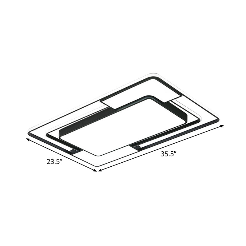 Acrylic Ceiling Flush LED Flush Mount Light in Nordic Black - Square/Round/Rectangle Design, White/3 Color Light