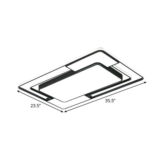 Acrylic Ceiling Flush LED Flush Mount Light in Nordic Black - Square/Round/Rectangle Design, White/3 Color Light