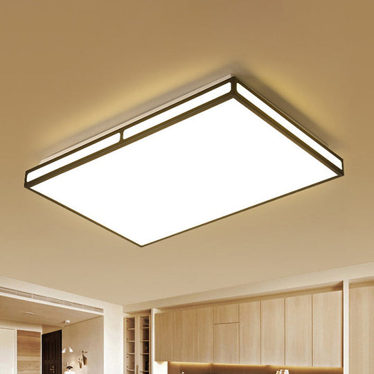 Minimalistic Black LED Flush Light for Living Room - Acrylic Ceiling Lamp