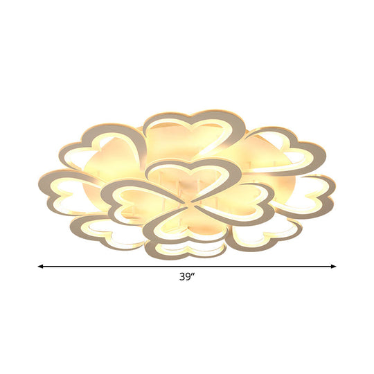 Modern Blooming Flower Ceiling Lamp with LED Lights in Warm/White Light - Semi Flush Mount