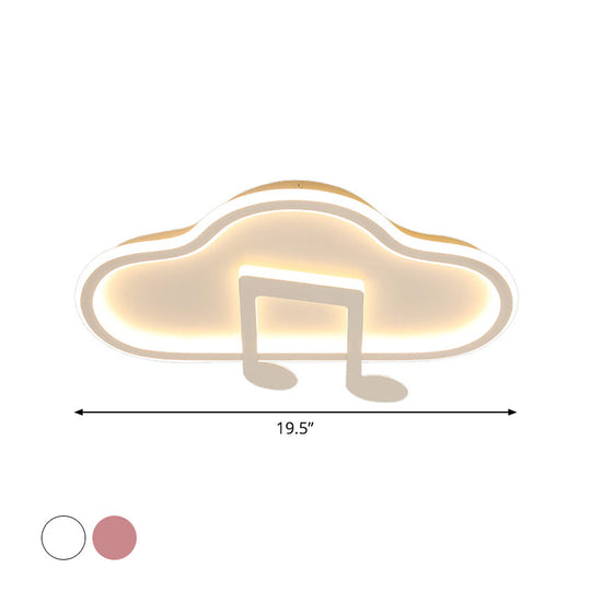 Creative Kids White/Pink Cloud Flush Light Fixture - 19.5"/23.5" Wide LED Ceiling Lamp with Warm/White Light - Acrylic Mount